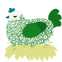 Springler, a white and leaf chicken with a double-lace pattern