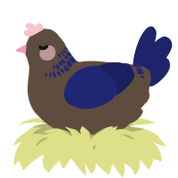 A bark and navy chicken with a neck-band pattern