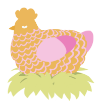 A honey and pink chicken with a lace pattern