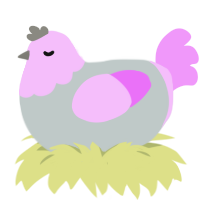 Strawberry Donut, a silver and lavender chicken with a head pattern