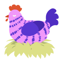 A lavender and indigo chicken with a bar pattern