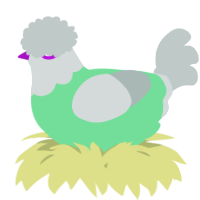 A spring and silver chicken with a head pattern