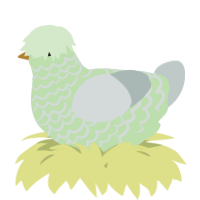 A gluppy and silver chicken with a lace pattern