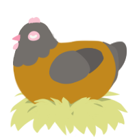 A ochre and grey chicken with a head pattern