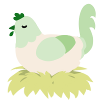 A cream and gluppy chicken with a head pattern