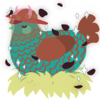 A turquoise and russet chicken with a lace pattern