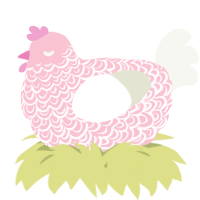 A rose and white chicken with a double-lace pattern