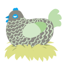 A ash and gluppy chicken with a lace pattern