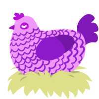 Poink, a lavender and violet chicken with a lace pattern