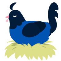 A ultramarine and tumblr chicken with a head pattern