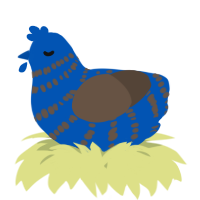A ultramarine and bark chicken with a bar pattern