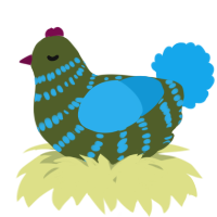 A olive and sky chicken with a bar pattern