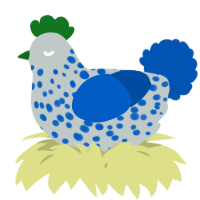 A silver and ultramarine chicken with a speckle pattern