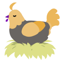 A grey and honey chicken with a head pattern
