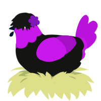 Bertherb, a black and amethyst chicken with a head pattern