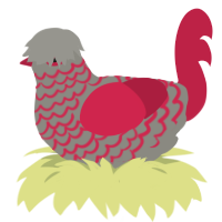 Jasmine, a ash and crimson chicken with a lace pattern