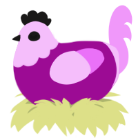 A plum and lavender chicken with a head pattern