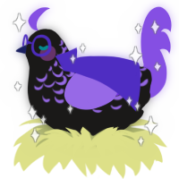 Antares of Liria, a sable and blurple chicken with a half-lace pattern