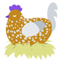 A ochre and mist chicken with a speckle pattern