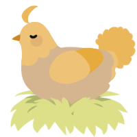 A beige and honey chicken with a head pattern