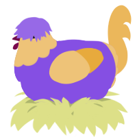 A blurple and honey chicken with a head pattern