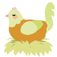 A orange and lemon chicken with a head pattern