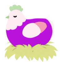A amethyst and rose chicken with a head pattern