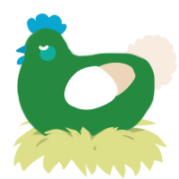 A viridian and cream chicken