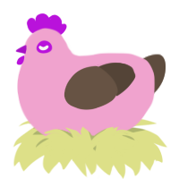 A pink and bark chicken