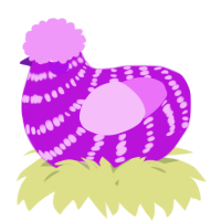 A amethyst and lavender chicken with a bar pattern