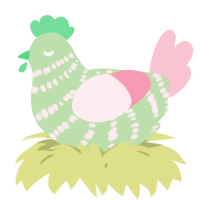 A gluppy and rose chicken with a bar pattern