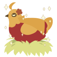 A crimson and orange chicken with a head pattern