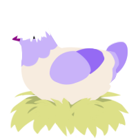 A cream and lilac chicken with a head pattern
