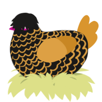 A sable and orange chicken with a lace pattern