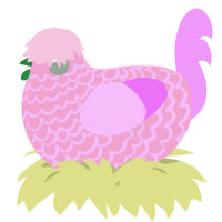 A pink and lavender chicken with a lace pattern