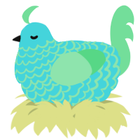 A aqua and spring chicken with a lace pattern