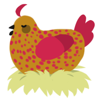 (unnamed), a ochre and crimson chicken with a speckle pattern