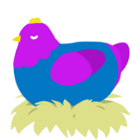 A sapphire and amethyst chicken with a head pattern