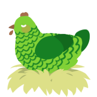 A grass and leaf chicken with a lace pattern