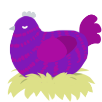 A violet and plum chicken with a bar pattern