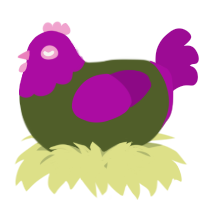 A olive and plum chicken with a head pattern