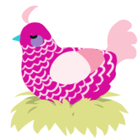A fuchsia and rose chicken with a lace pattern