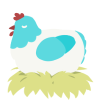 A white and aqua chicken with a head pattern