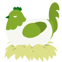 A white and chartreuse chicken with a head pattern