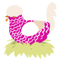 A fuchsia and cream chicken with a lace pattern