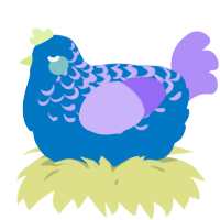 A sapphire and lilac chicken with a half-lace pattern