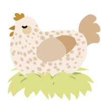 A cream and beige chicken with a speckle pattern