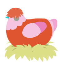 A vermilion and pink chicken with a head pattern