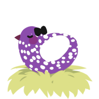 A violet and white chicken with a speckle pattern