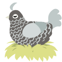 A grey and silver chicken with a lace pattern